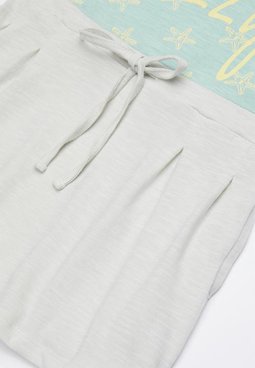 Lizzy - Loretta tee combo dress - blue & grey 