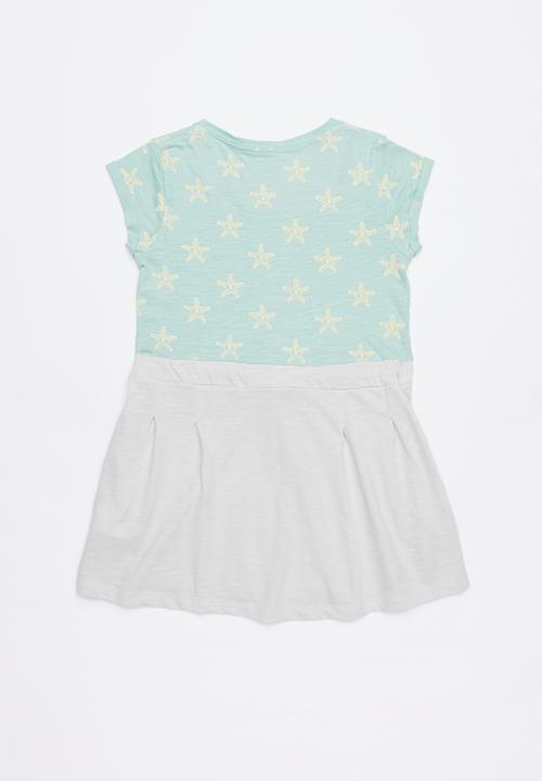 Lizzy - Loretta tee combo dress - blue & grey 