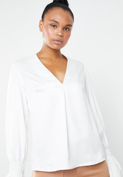 Superbalist - Deep V bell shirt - white