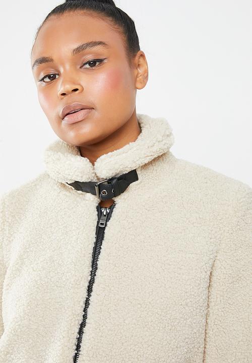 ONLY - Celina blocked sherpa mix coat - multi