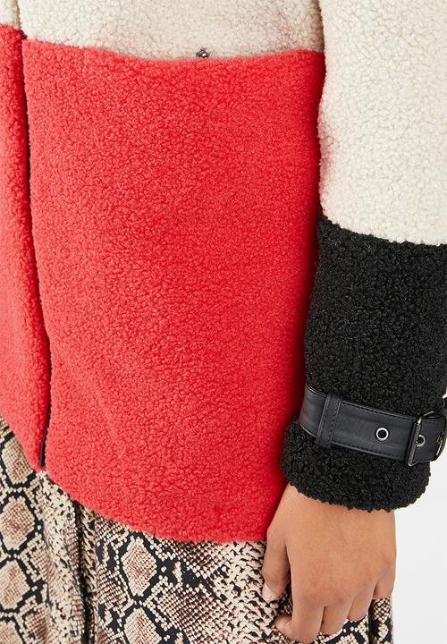 ONLY - Celina blocked sherpa mix coat - multi