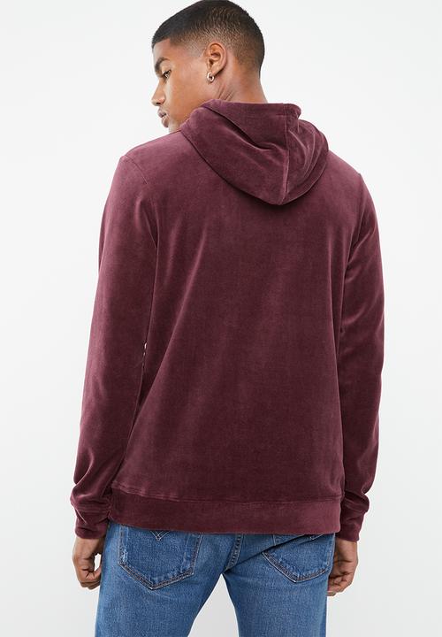 Jack & Jones - Serge velvet hoodie - burgundy