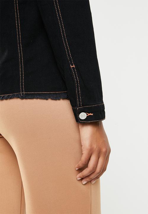 Missguided - Contrast stitch lightweight borg jacket - black