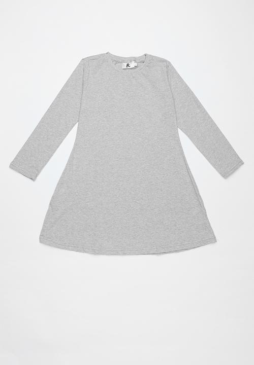 Rebel Republic - Kids long stripe sleeve dress - navy & grey