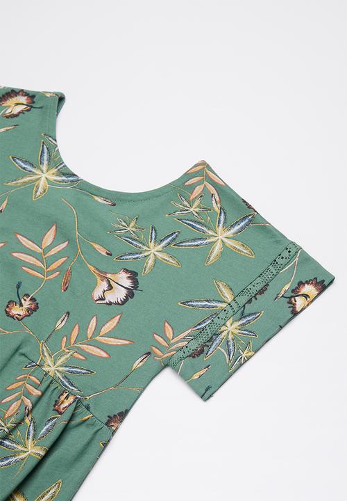 Roxy - Dripping rose beach dress - green