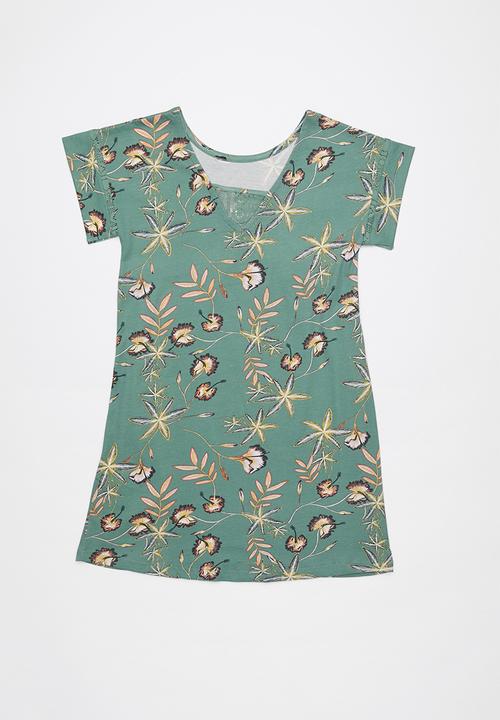 Roxy - Dripping rose beach dress - green