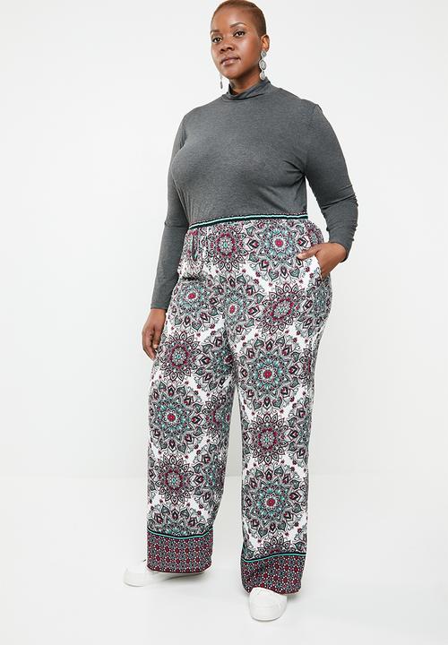 STYLE REPUBLIC PLUS - Wide leg flat front pants - multi