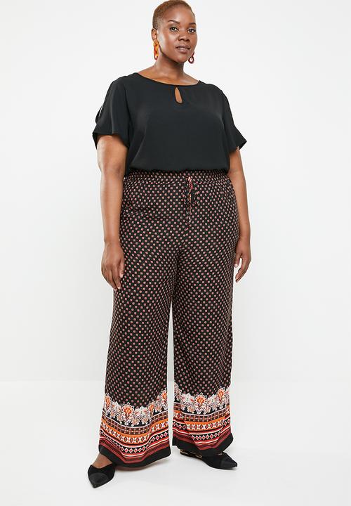 STYLE REPUBLIC PLUS - Wide leg flat front pants - multi