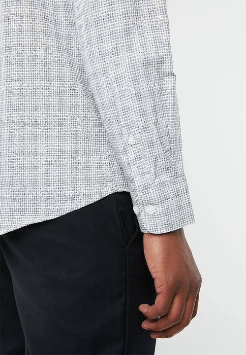 Selected Homme - Gab slim fit check shirt - white & black