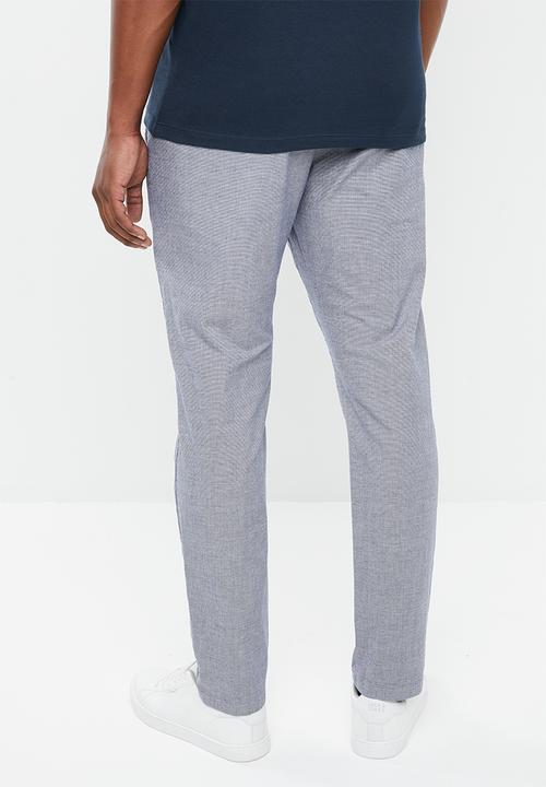 Selected Homme - Harval check slim fit pants - navy & white