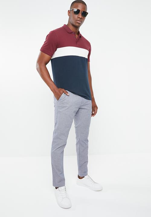 Selected Homme - Harval check slim fit pants - navy & white