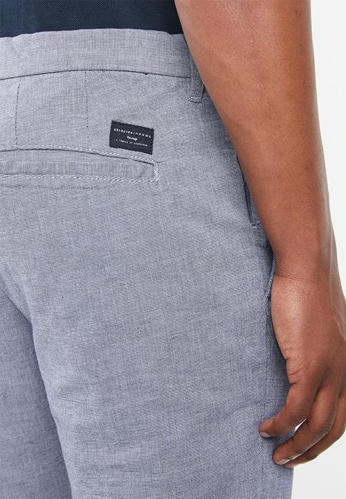 Selected Homme - Harval check slim fit pants - navy & white