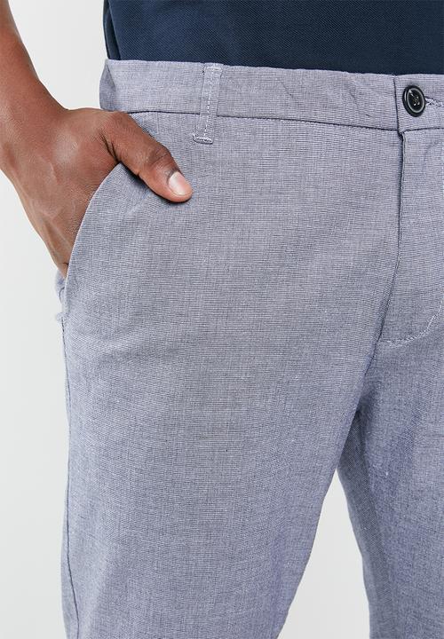 Selected Homme - Harval check slim fit pants - navy & white
