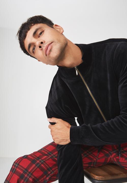 Cotton On - Velour zip through - black