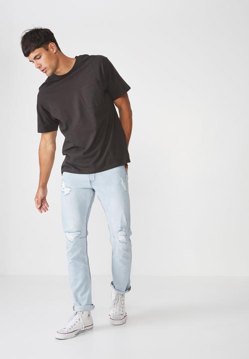 Cotton On - Rips tapered leg jean - blue