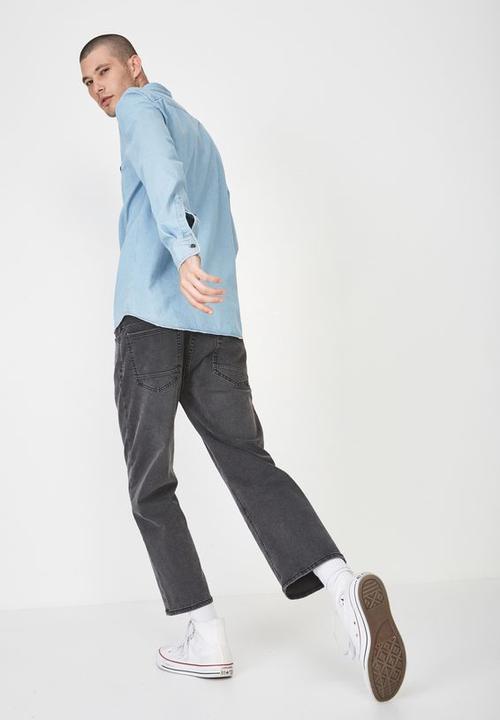 Cotton On - Distressed long sleeve denim shirt - blue