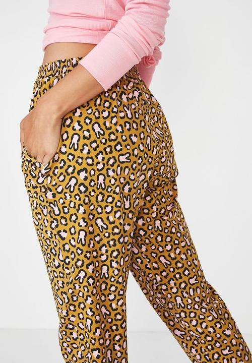 Cotton On - Jersey bunny leopard print cuffed pant - multi