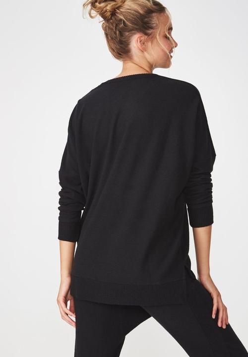 Cotton On - Super soft relaxed lounge crew - black & white