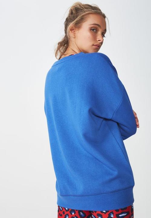 Cotton On - Long sleeve fleece crew top - blue