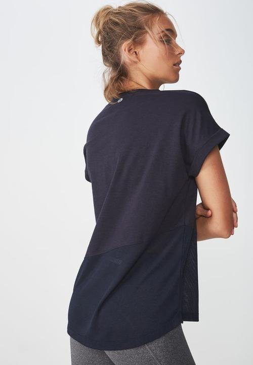 Cotton On - Spliced mesh T-shirt - navy