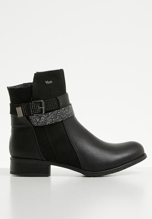 Plum - Rustic ankle boot - black