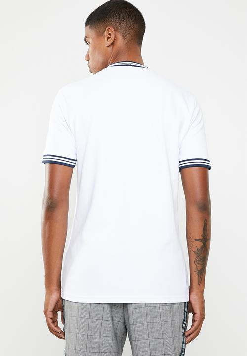 Only & Sons - Hugo rib  tee - white & navy 