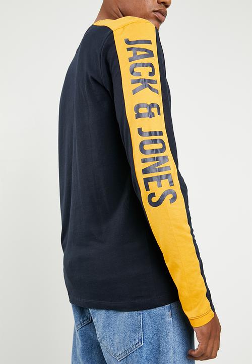 Jack & Jones - Pops long sleeve crew neck T-shirt - navy