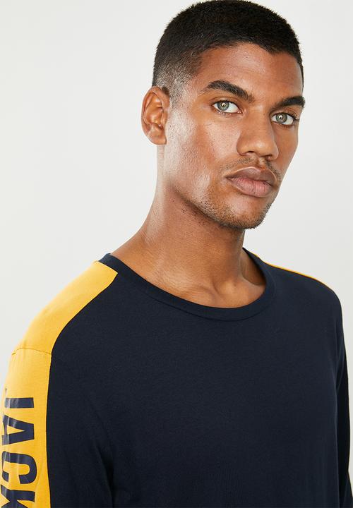 Jack & Jones - Pops long sleeve crew neck T-shirt - navy
