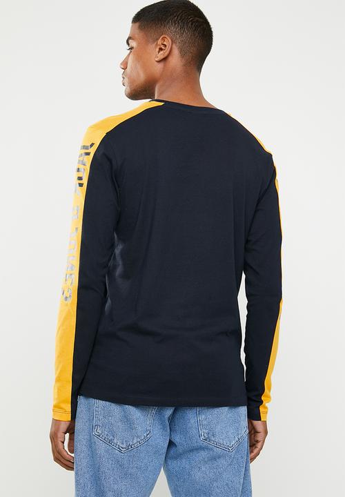 Jack & Jones - Pops long sleeve crew neck T-shirt - navy