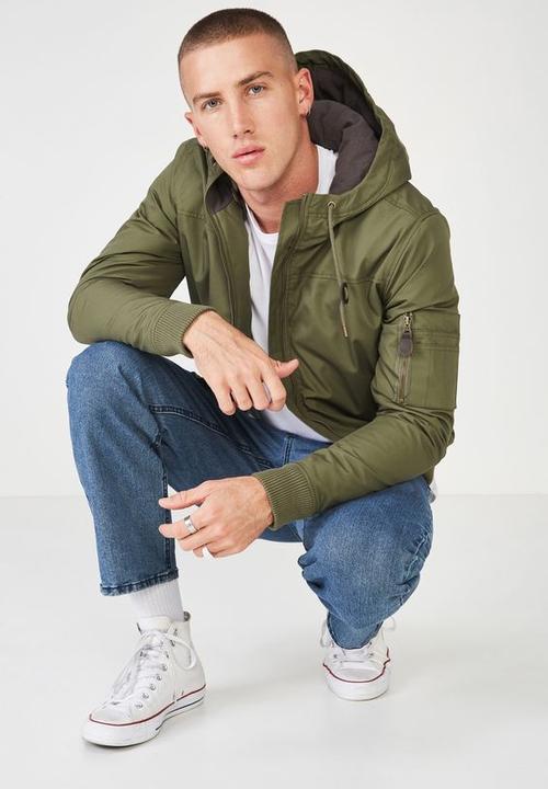 Cotton On - Ma1 hooded bomber jacket - khaki