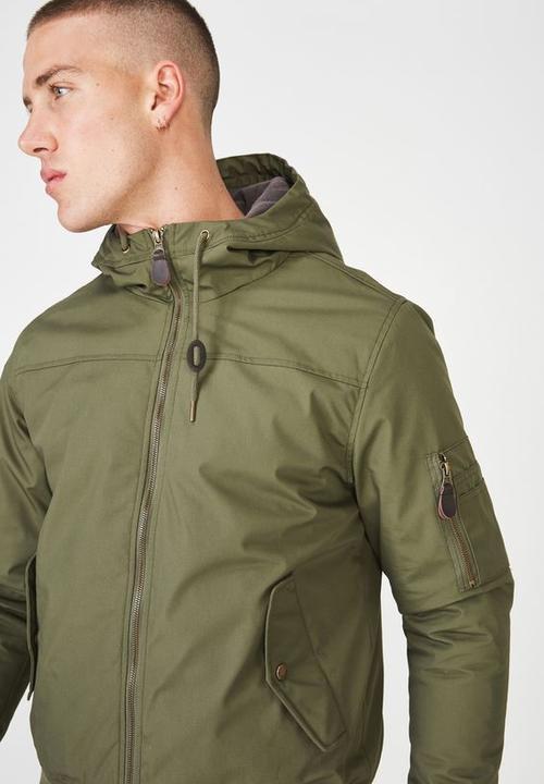 Cotton On - Ma1 hooded bomber jacket - khaki