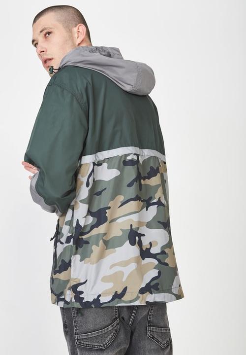 Cotton On - Zip thru camouflage spray jacket - green & grey