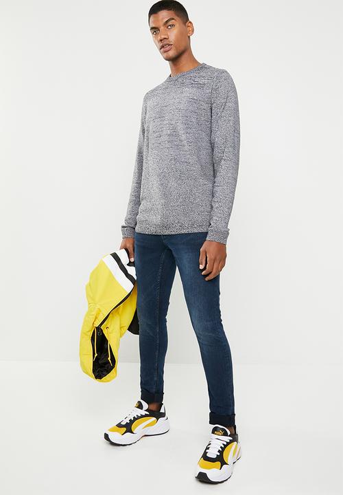Jack & Jones - Penditon crew neck knit - black & white