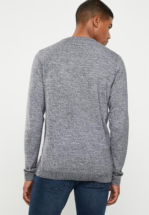 Jack & Jones - Penditon crew neck knit - black & white