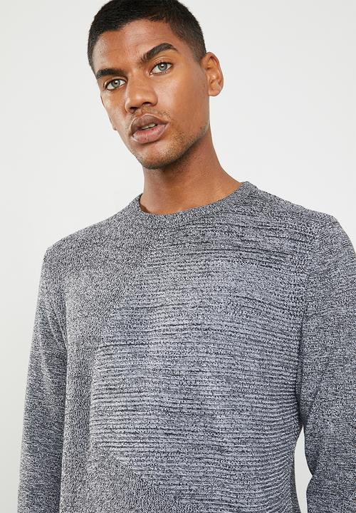 Jack & Jones - Penditon crew neck knit - black & white
