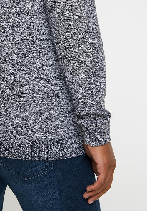 Jack & Jones - Penditon crew neck knit - black & white