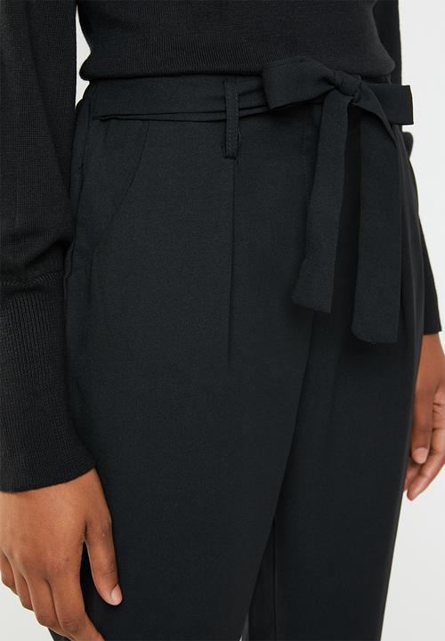 Brave Soul - Baggy trousers with tie waist - black