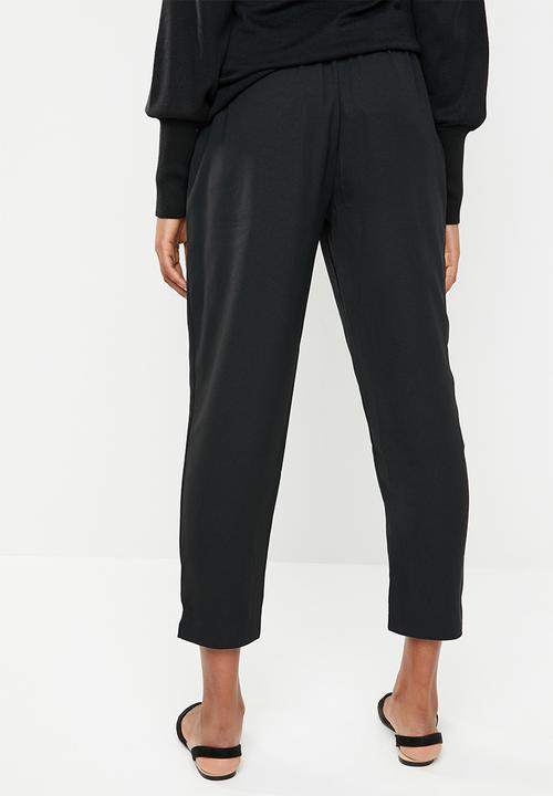 Brave Soul - Baggy trousers with tie waist - black
