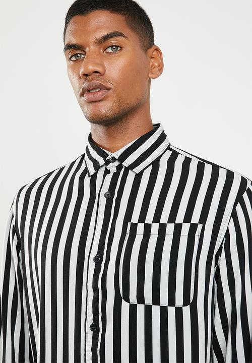 Jack & Jones - Lance shirt long sleeve - black & white