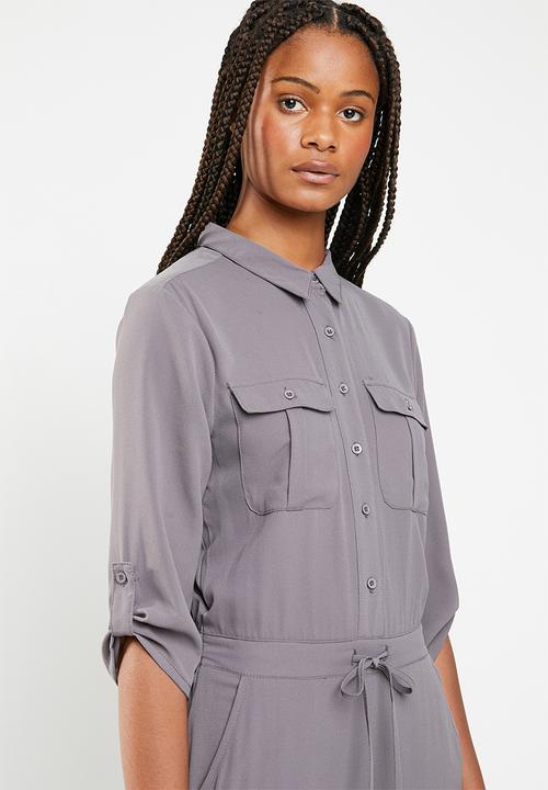 Brave Soul - Tie waist jumpsuit - grey