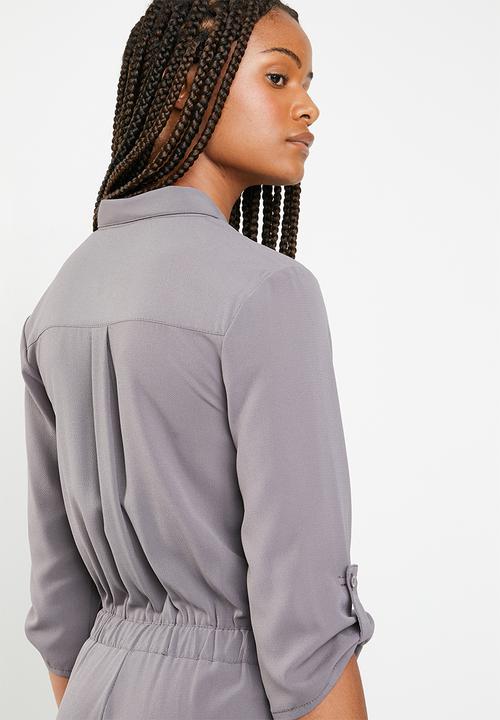 Brave Soul - Tie waist jumpsuit - grey