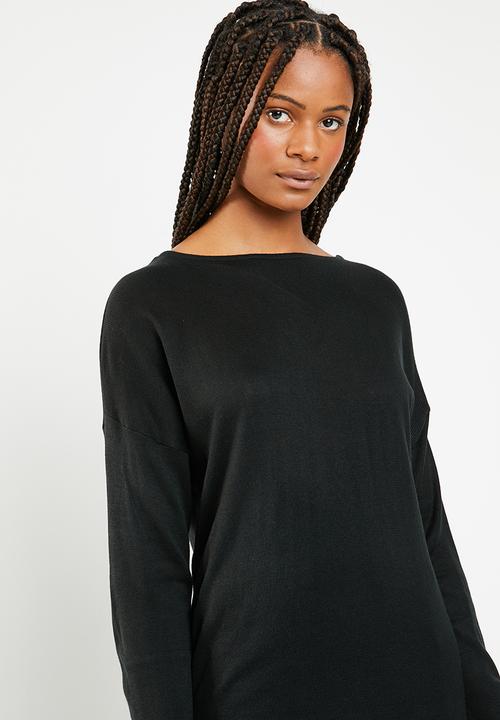Superbalist - V detail skinny jersey with tie back - black