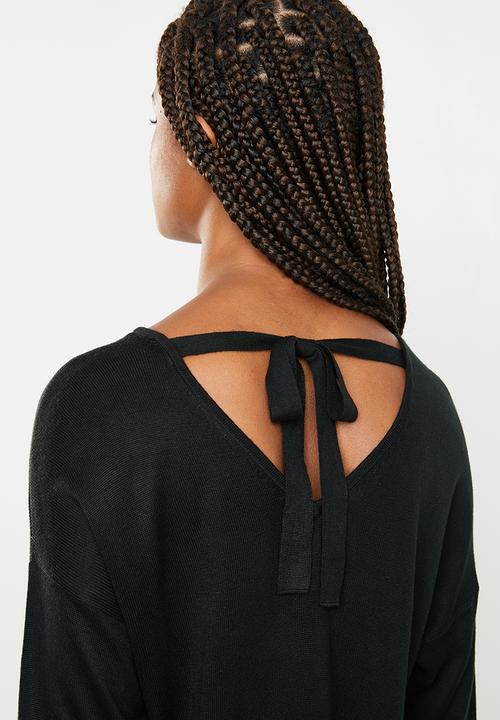 Superbalist - V detail skinny jersey with tie back - black