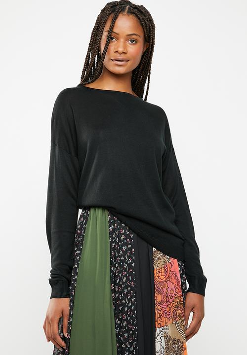 Superbalist - V detail skinny jersey with tie back - black