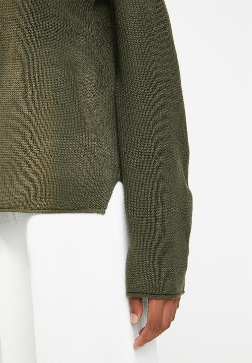 Brave Soul - Flared sleeve V-neck jersey - green