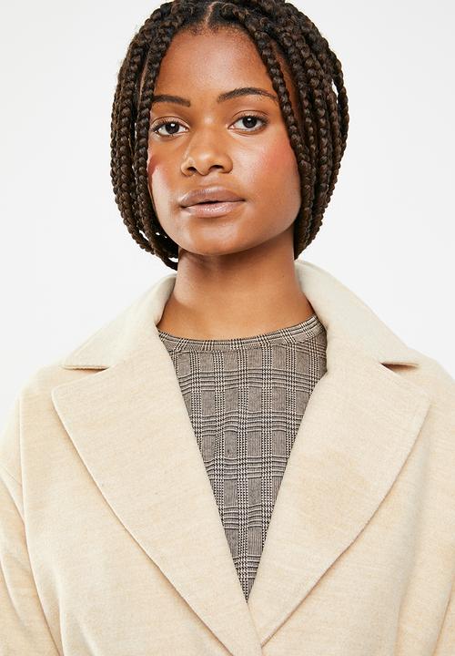 Missguided - Longline belted faux wool coat - camel