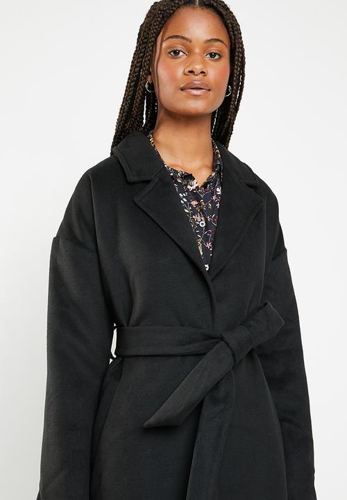 Missguided - Relaxed belted coat - black