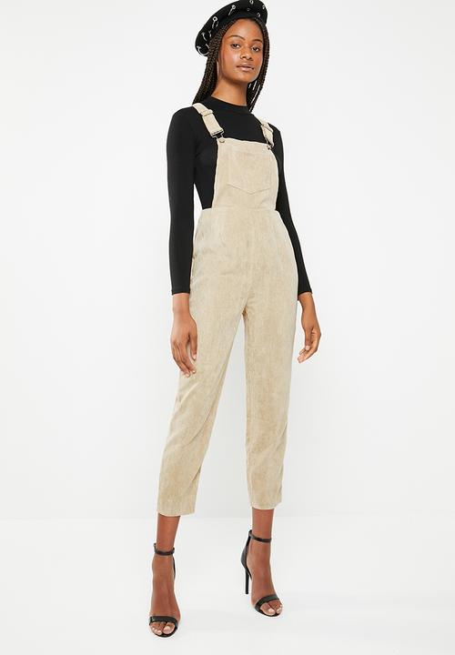Missguided - Cord dungaree jumpsuit - beige