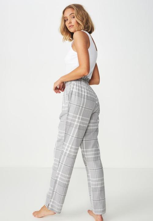 Cotton On - Flannel paper bag check pant - grey & white