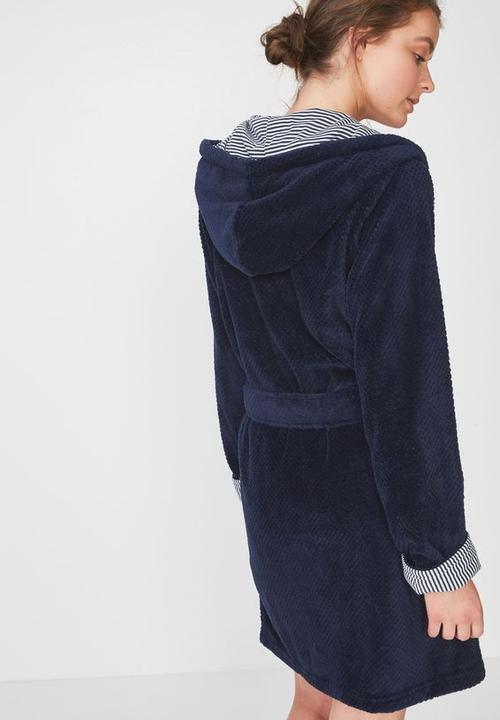 Cotton On - Luxe plush gown - navy & grey
